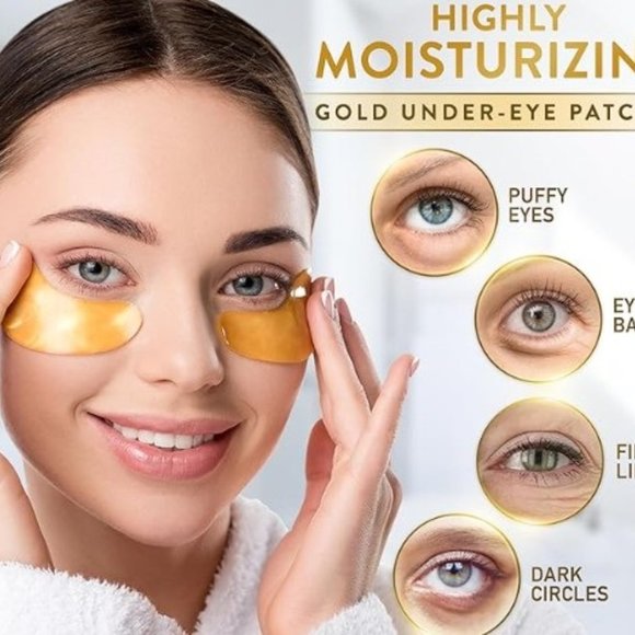 Under Eye Patches for Puffy Eyes and Dark Circles Pure Collagen and 24K Gold - Picture 1 of 8